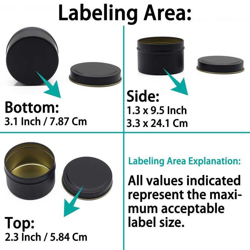 Aroparc Candle Tins 8oz, 24 Piece, Bulk Containers for Candle Making Jars with Lids - Black - Image 4